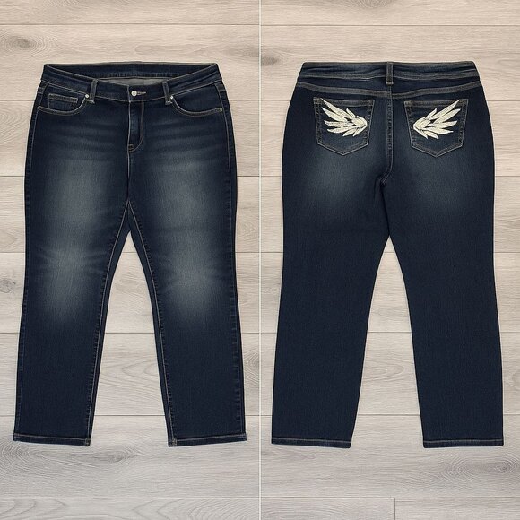 Avenue Blue Jeans Plus Size 20 Embroidered Back Pockets Skinny Stretch Denim - Picture 1 of 16